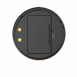 herQs Dome Thermometer Rückansicht mit Batteriefach und orangefarbenen Akzenten am Rand