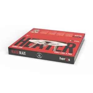 herQs Blaze Heater Produktbox mit roter und schwarzer Verpackung und aufgedruckter Heizgerät-Abbildung