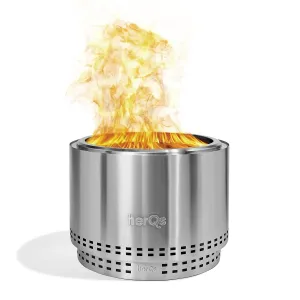 herQs Smokeless FirePit Chief eldstad i rostfritt stål med lågor, ringstativ och ventilerad botten