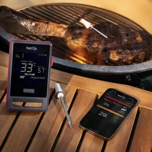 herQs Pin PRO kabelloses Fleischthermometer mit App-Steuerung, Sonde und Smartphone-Anzeige zum Grillen