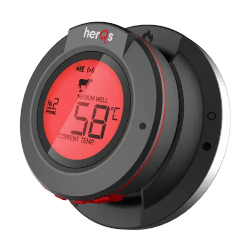 herQs kuppeltermomeeter - traadita temperatuuri jälgimine grillimiseks - Must