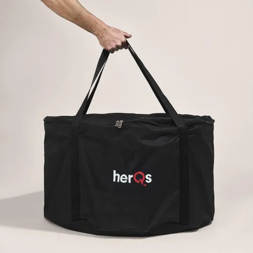 herQs carrying bag for Smokeless FirePit Chief, black zippered storage bag with handles