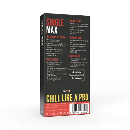 HerQs simple Max - Trådløst termometer for presis grilltemperatur - Svart