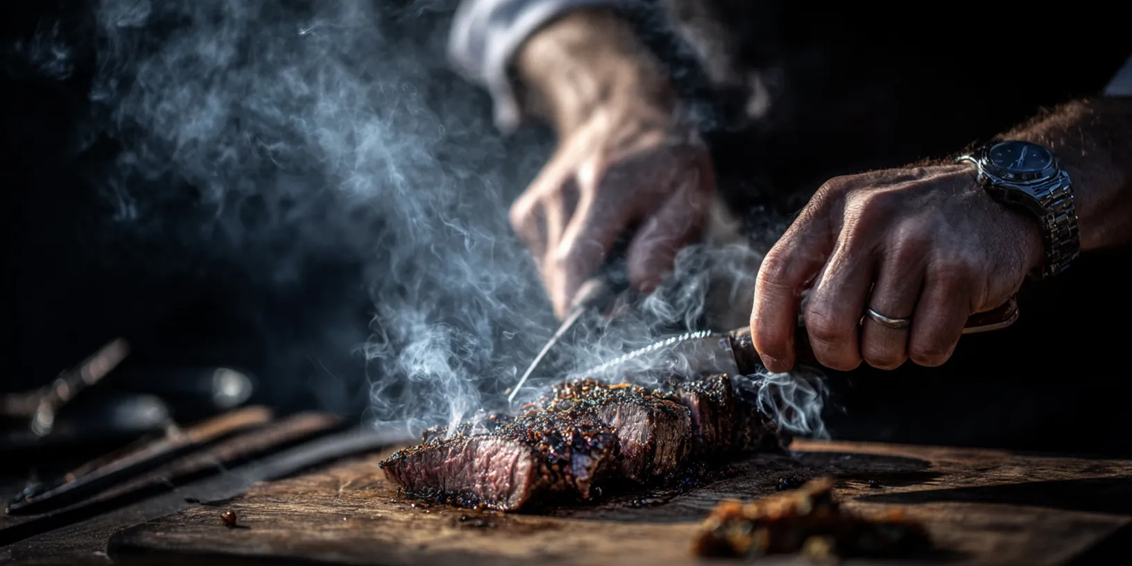 En perfekt grillad flankstek med en trådlös stektermometer som säkerställer rätt innertemperatur.