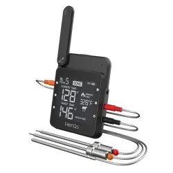 Smart wireless HerQs Professional cooking thermometer with 6 probe inputs and LCD screen for precise BBQ and kitchen use.