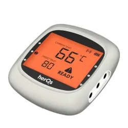 HerQs EasyBBQ smart thermometer with high precision, long battery life, wireless connectivity, and real-time smartphone alerts